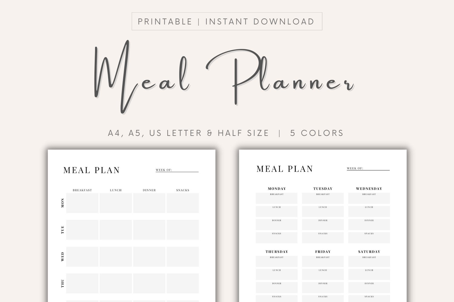 Printable Weekly Meal Planner, Menu Planner, Food Diary printable-weekly-meal-planner-menu-planner-food-diary