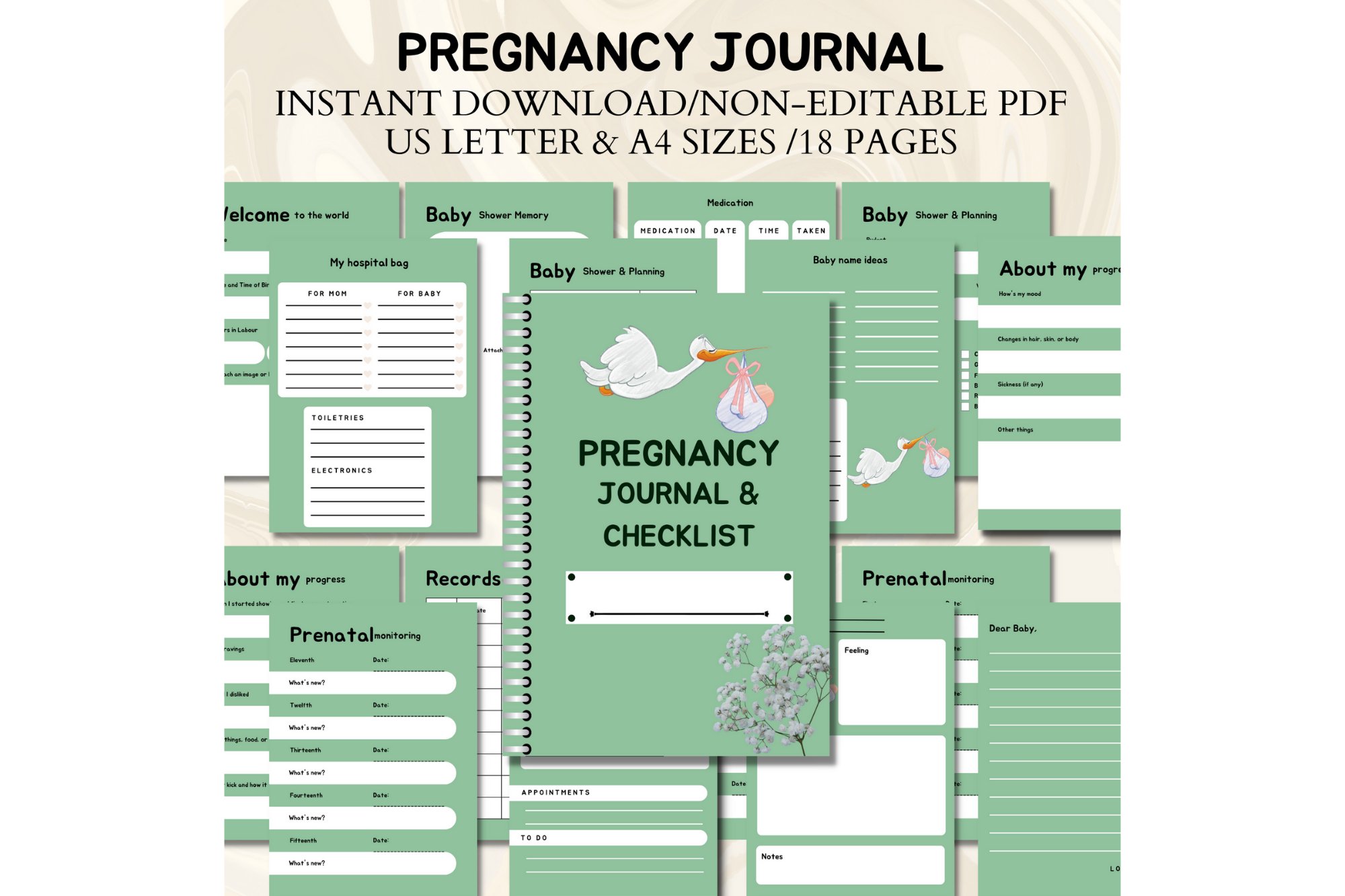 minimalist-pregnancy-journal-printable-expecting-mom-kit-pdf for Free Printable Pregnancy Planner Printable Minimalist Pregnancy Journal Printable Expecting Mom Kit PDF for Free Printable Pregnancy Planner Printable
