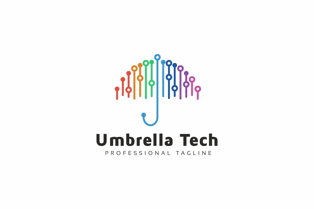 Umbrella Tech Colorful Logo (1799944) | Logos | Design Bundles