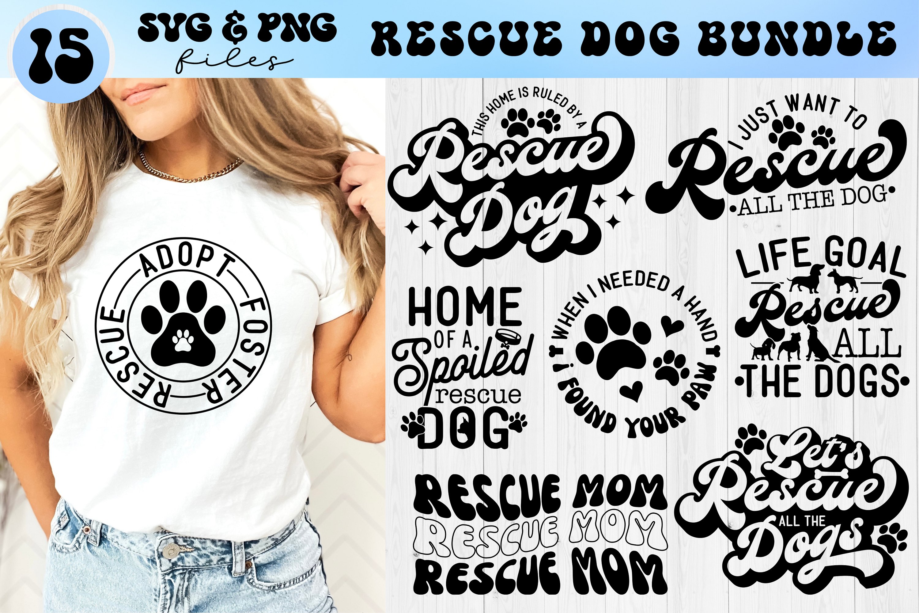 Rescue Dog SVG Bundle, Rescue Adopt Foster svg, Dog lover