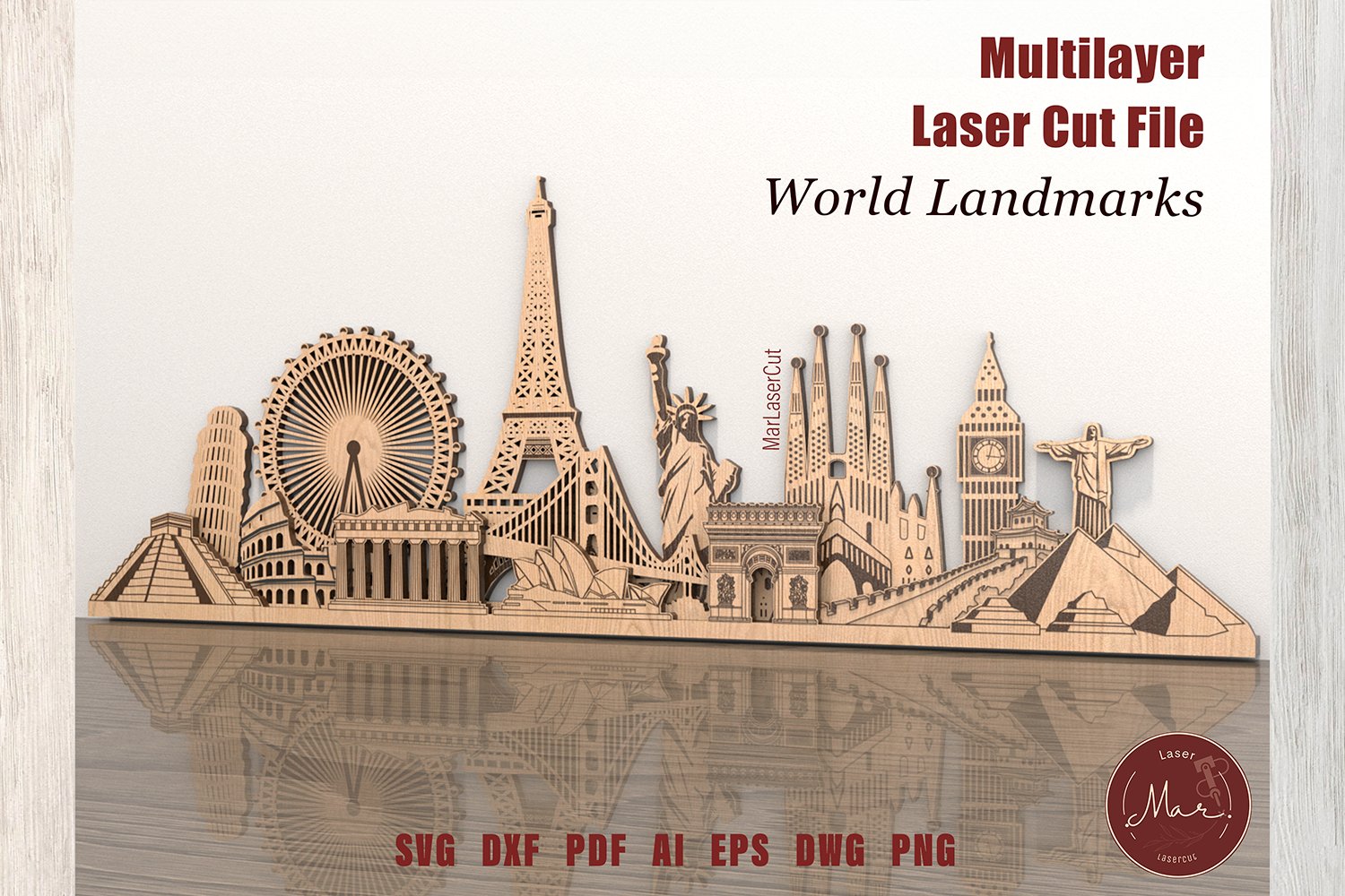 3D SVG Laser Cut WORLD LANDMARKS BUILDINGS