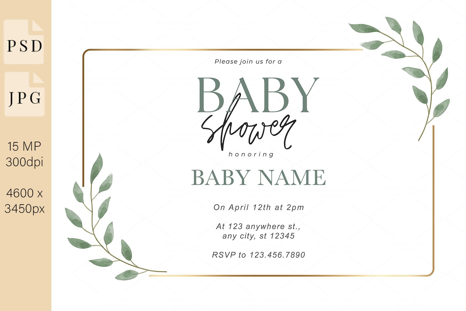 Baby Shower Invitation card Boy, PSD (2439753), image size:1500x1000