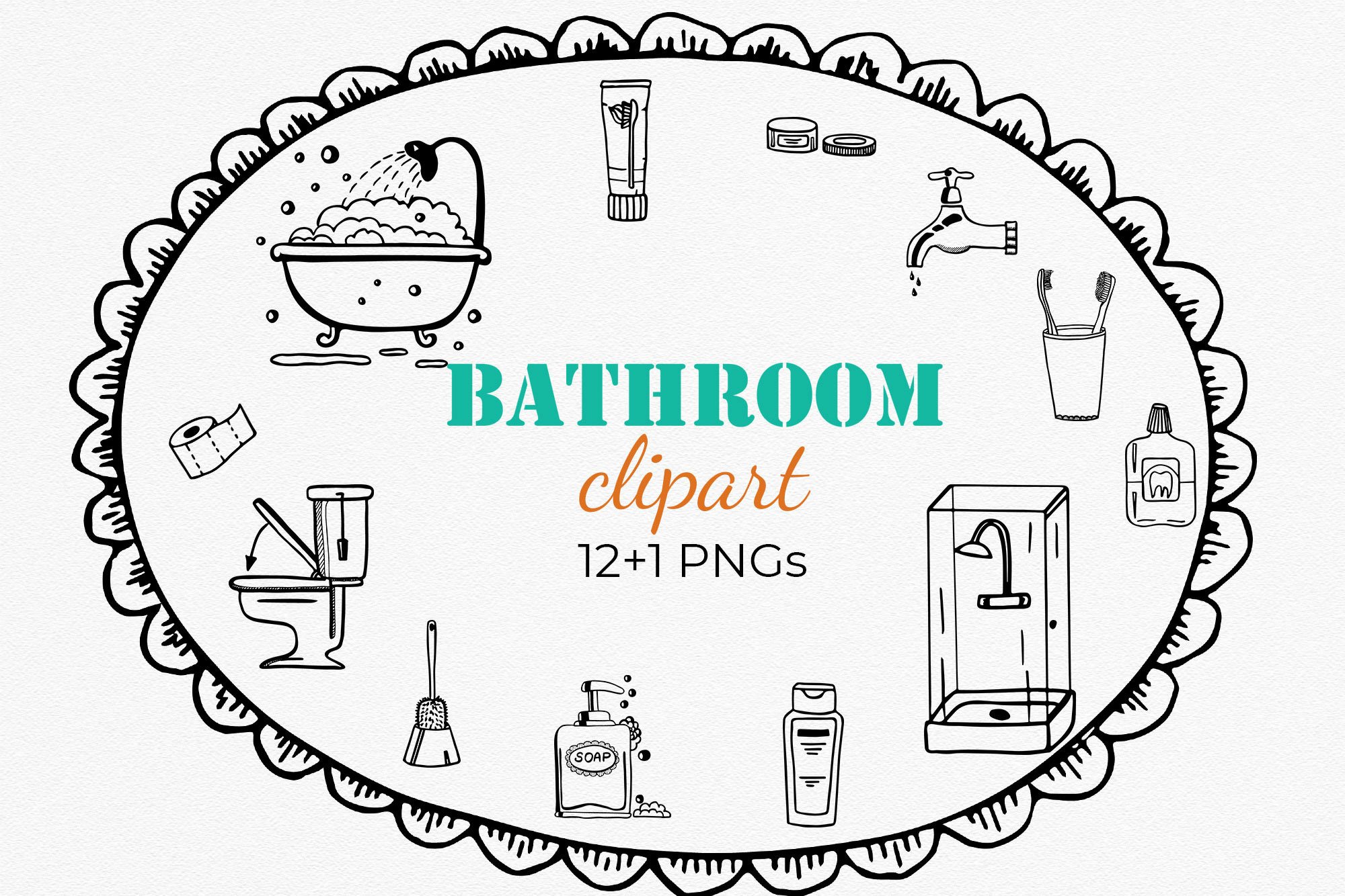 Bathroom Clipart Collection. PNGs, image size:2000x1334