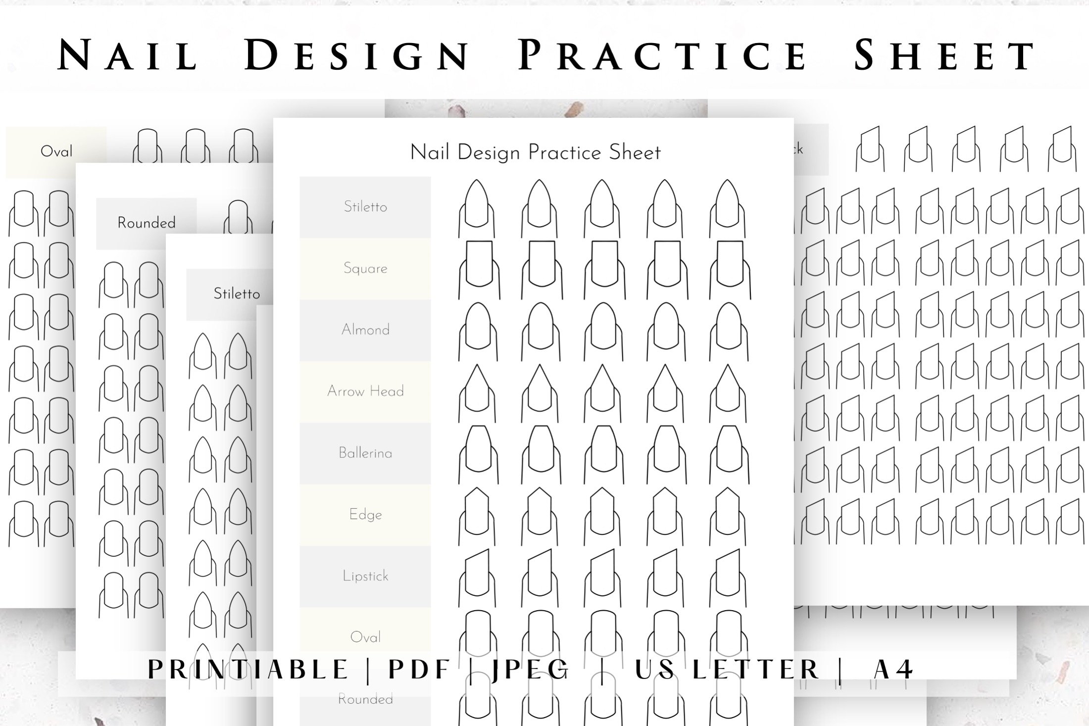 nail design practice sheet, printable nail tech plan sheet