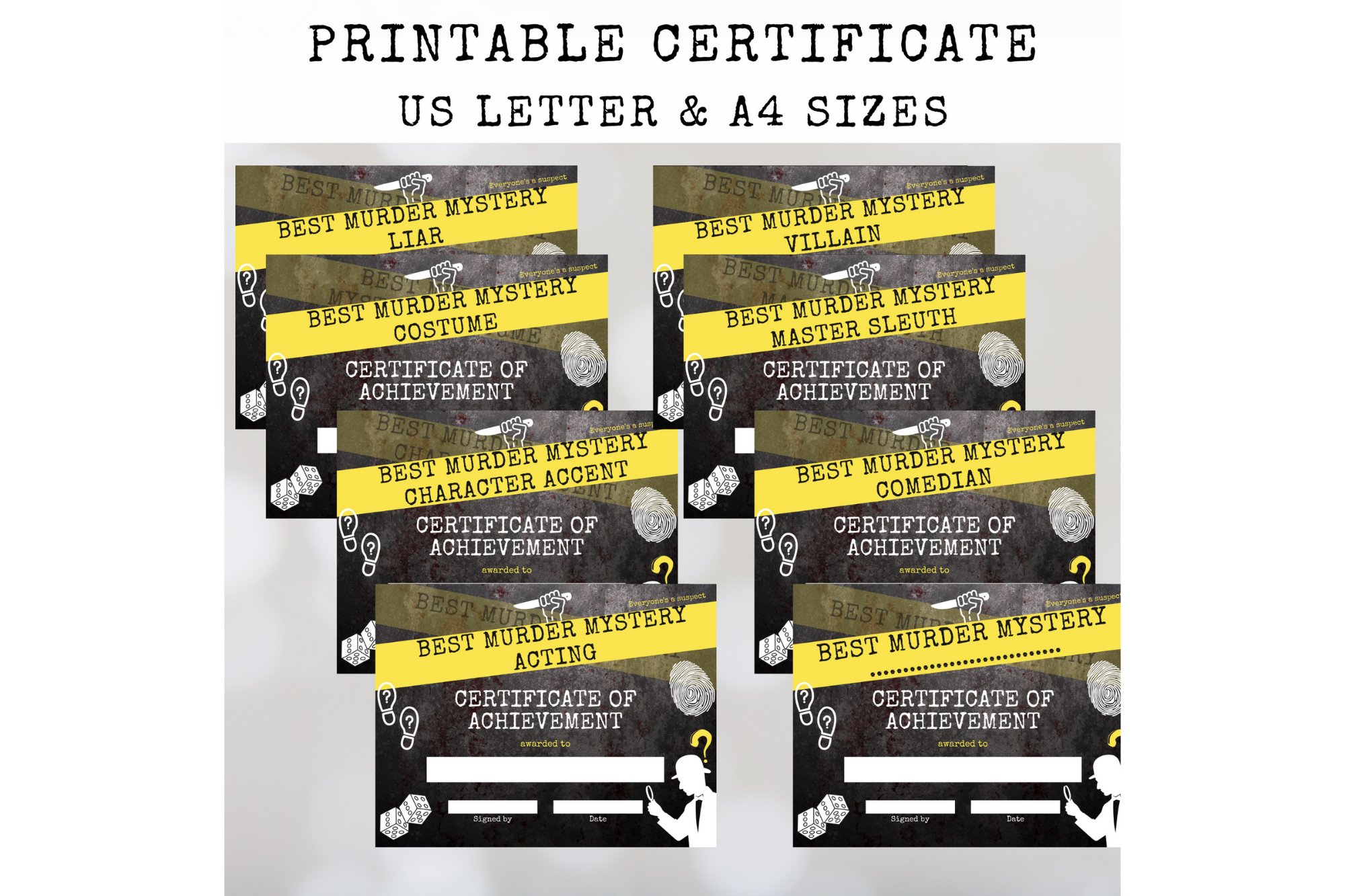 Murder Mystery Award Achievement Certificate Crime Scene murder-mystery-award-achievement-certificate-crime-scene