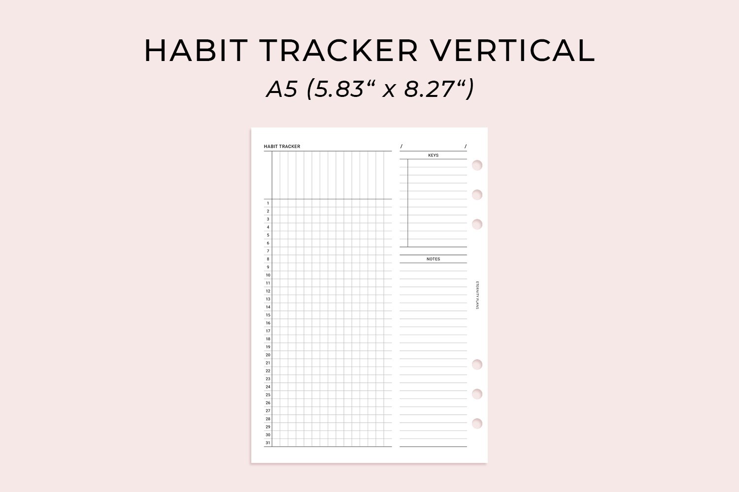 A5 Monthly Habit Tracker Vertical