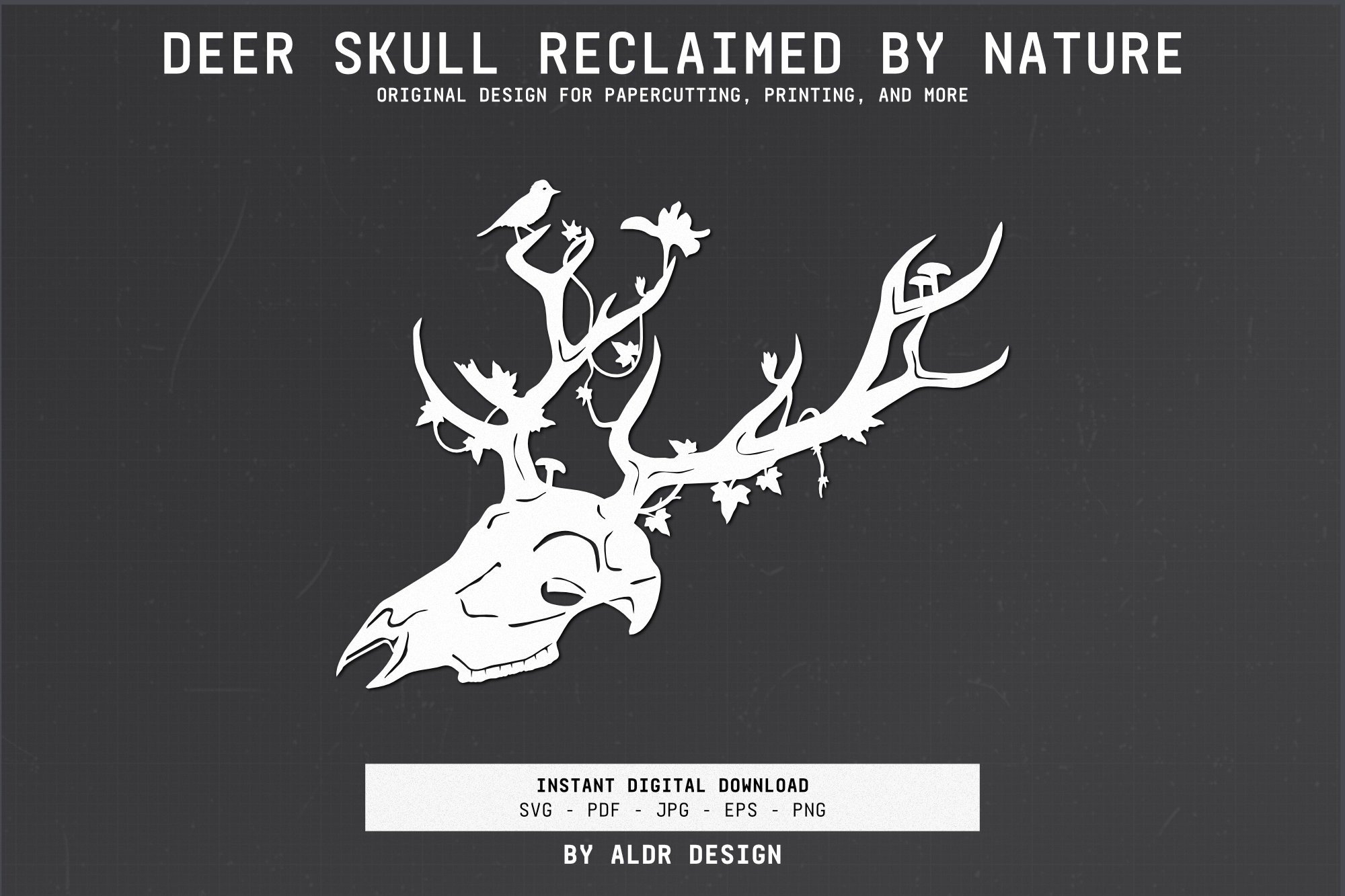 Deer Skull Reclaimed by Nature | SVG Template (1618234) | SVGs | Design  Bundles