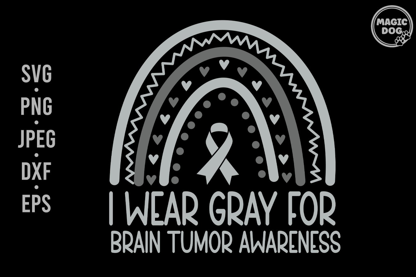 Embroidered Awareness Ribbon Brain Tumor Awareness Grey Ribbon
