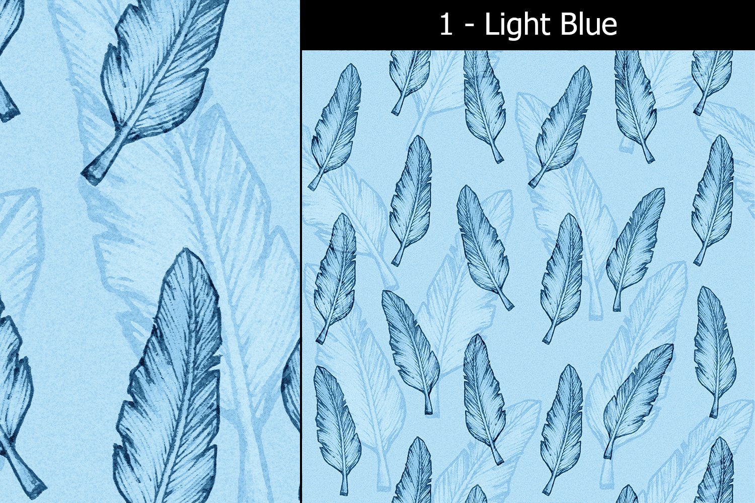 Drawn Feather Seamless Pattern - 4 style, image size:1500x1000