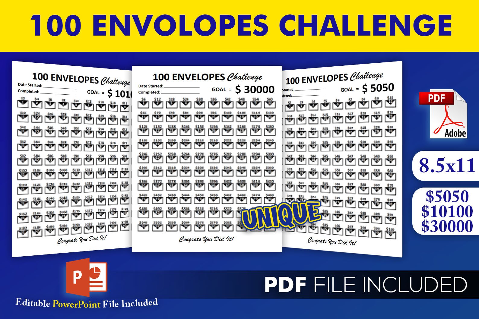 100-envelopes-money-saving-challenge-printable-pdf for Free Printable 100 Envelope Challenge 5050 100 Envelopes Money Saving Challenge Printable PDF for Free Printable 100 Envelope Challenge 5050