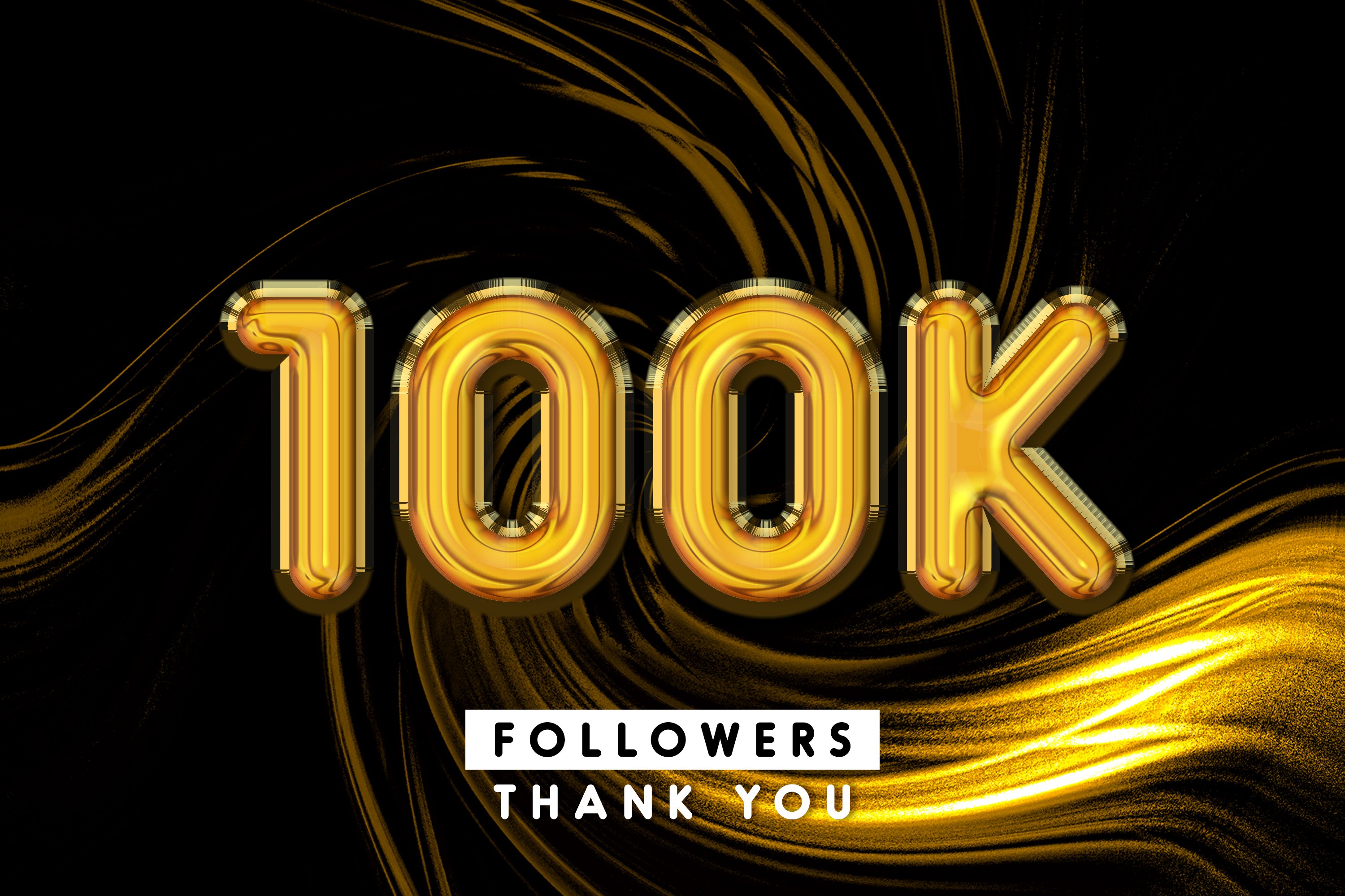 100k followers with numbers 3d balloons celebration design