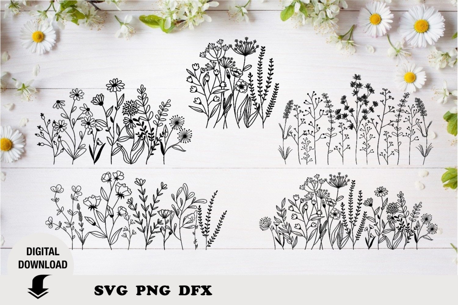 Flowers Bundle svg, Wildflowers, Flower Bouquet, (2283712)