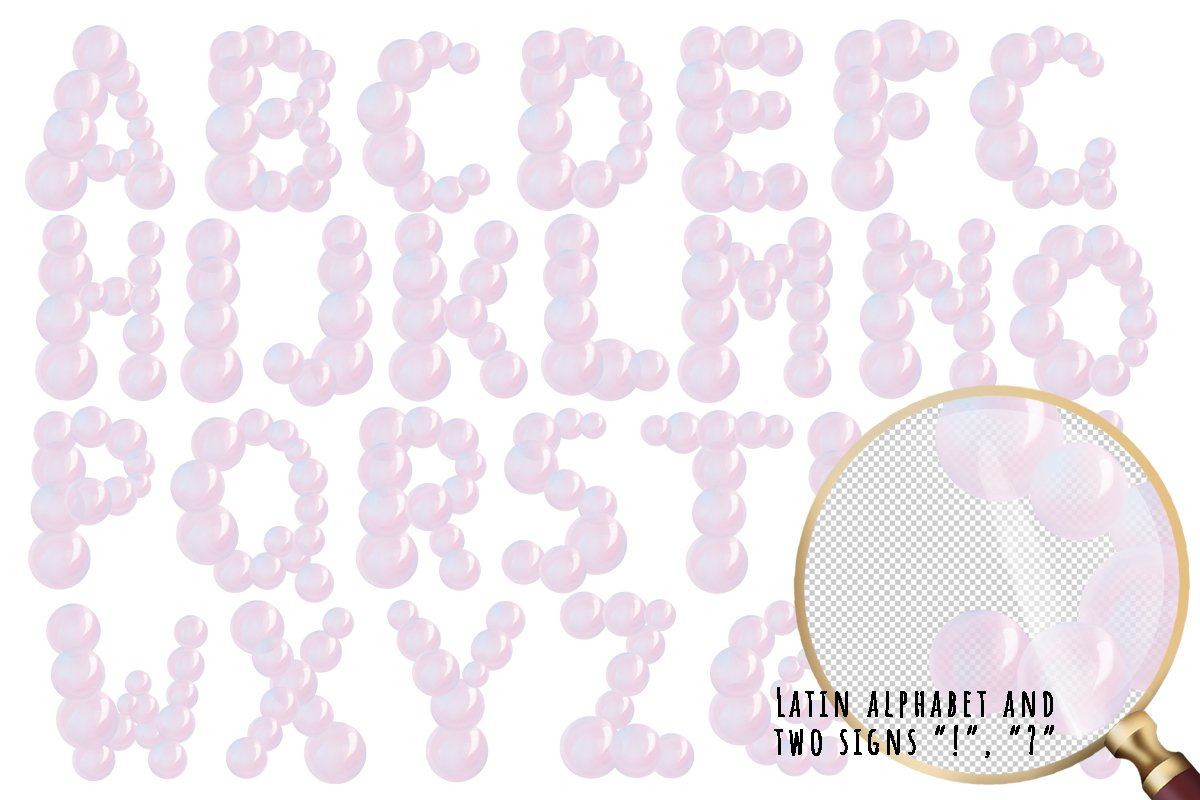 Cartoon bubbles Latin alphabet bundle (733815) Elements Design Bundles