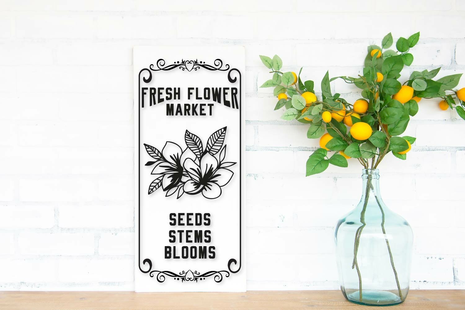MRC Wood Products Cartello Da Parete Fresh Cut Flower Market - Legno Di Betulla, 30,5x30,5 Cm