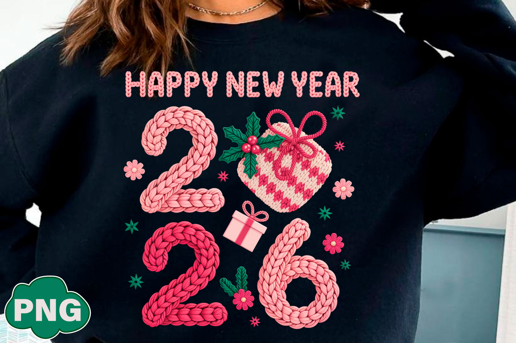Happy New Year 2026 PNG, Crochet Yarn (6311289)