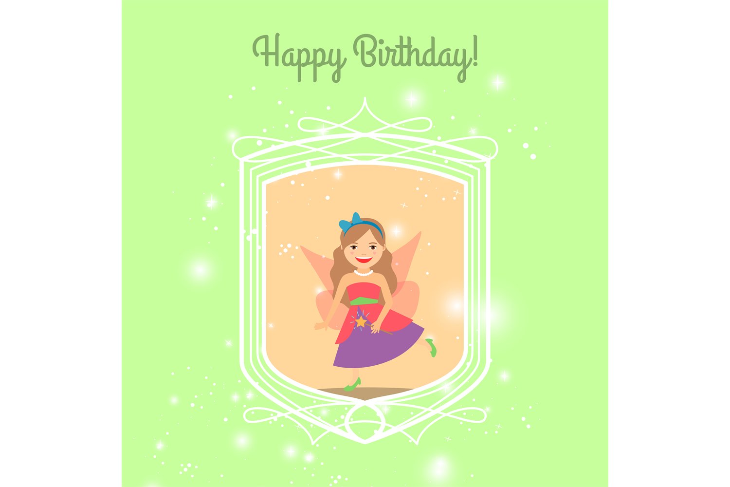 Happy Birthday card template with princess (831198) | Illustrations ...