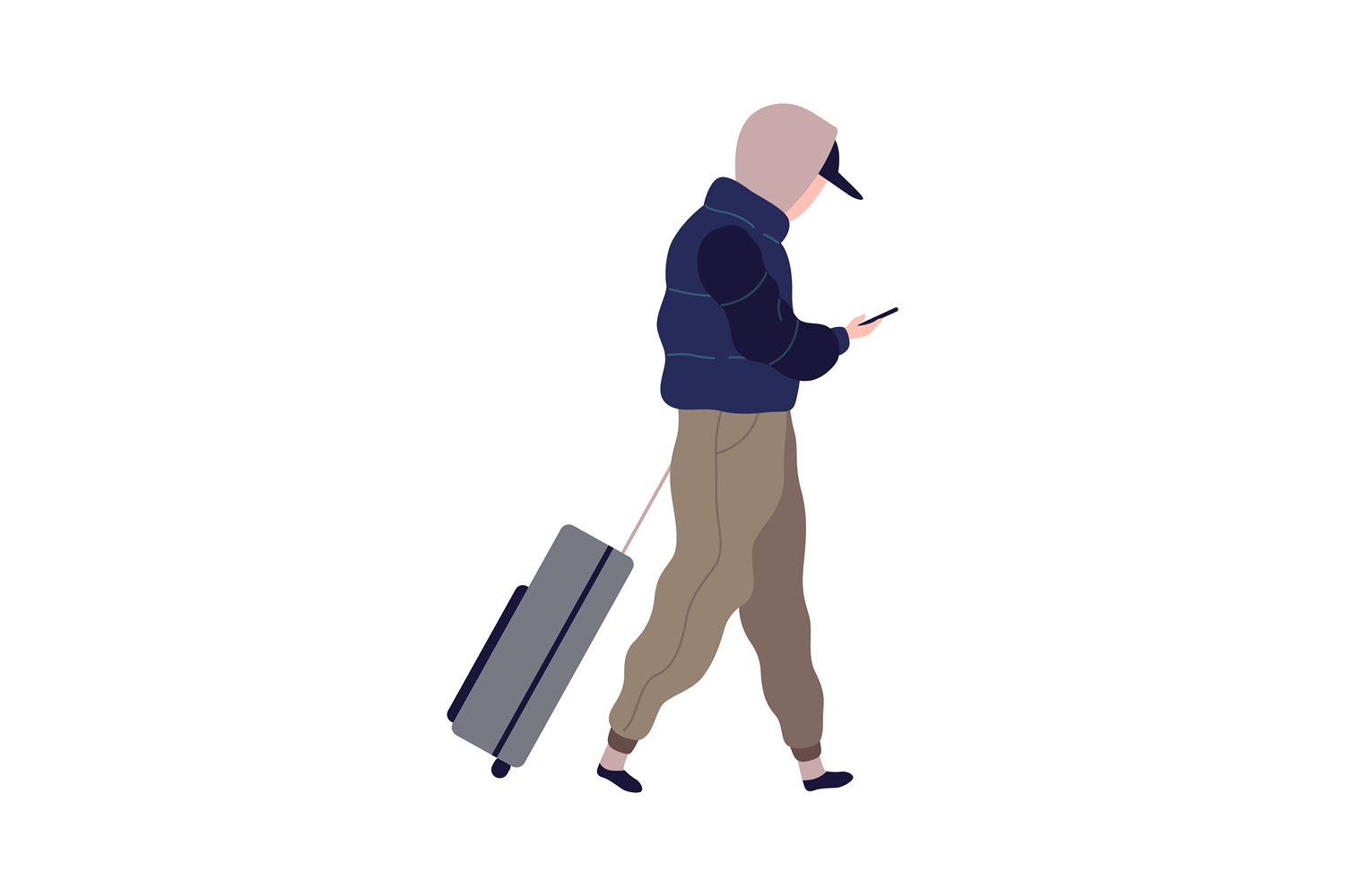 Cartoon Man Walking With Suitcase