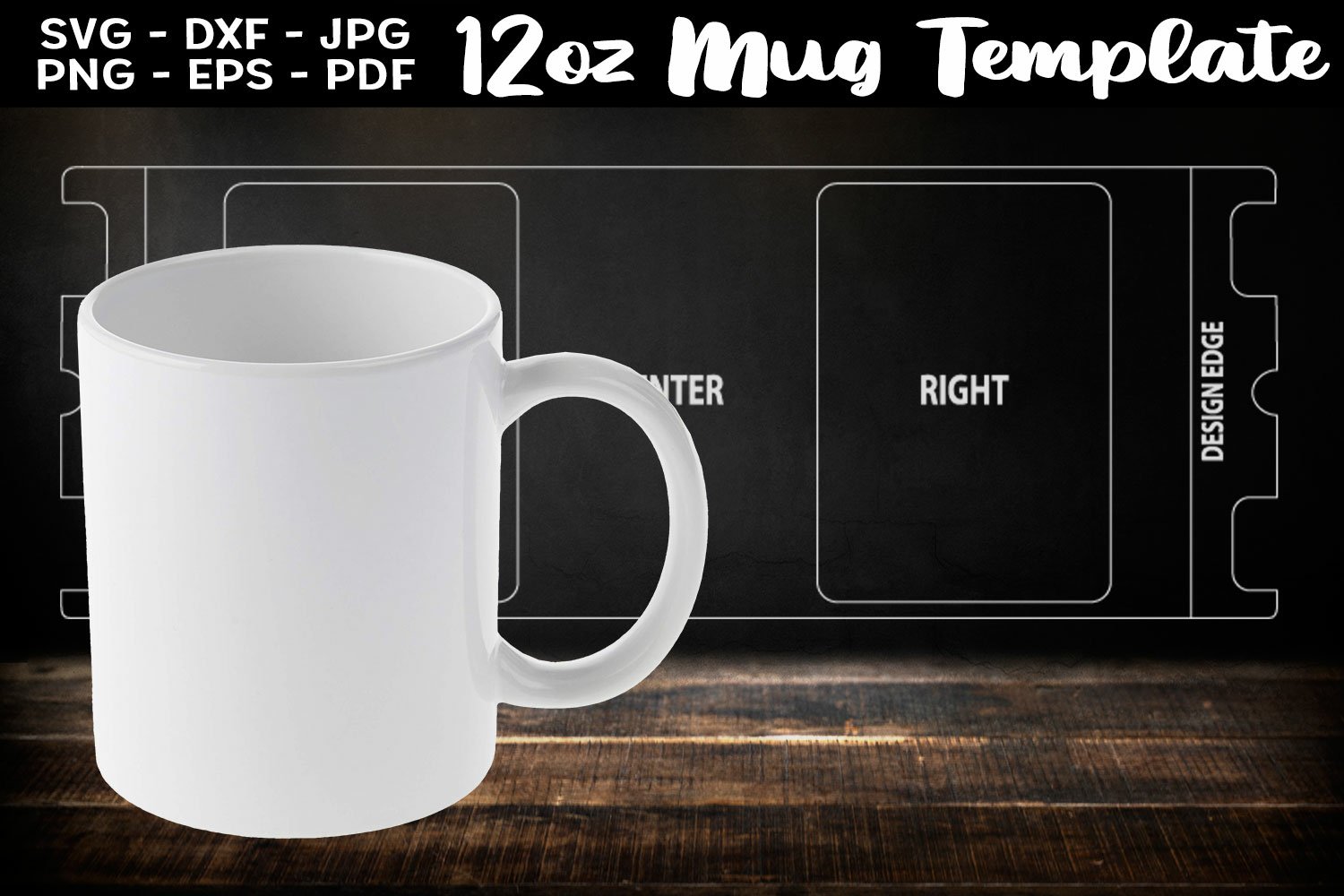12oz Mug Template Sublimation Full Wrap SVG PNG