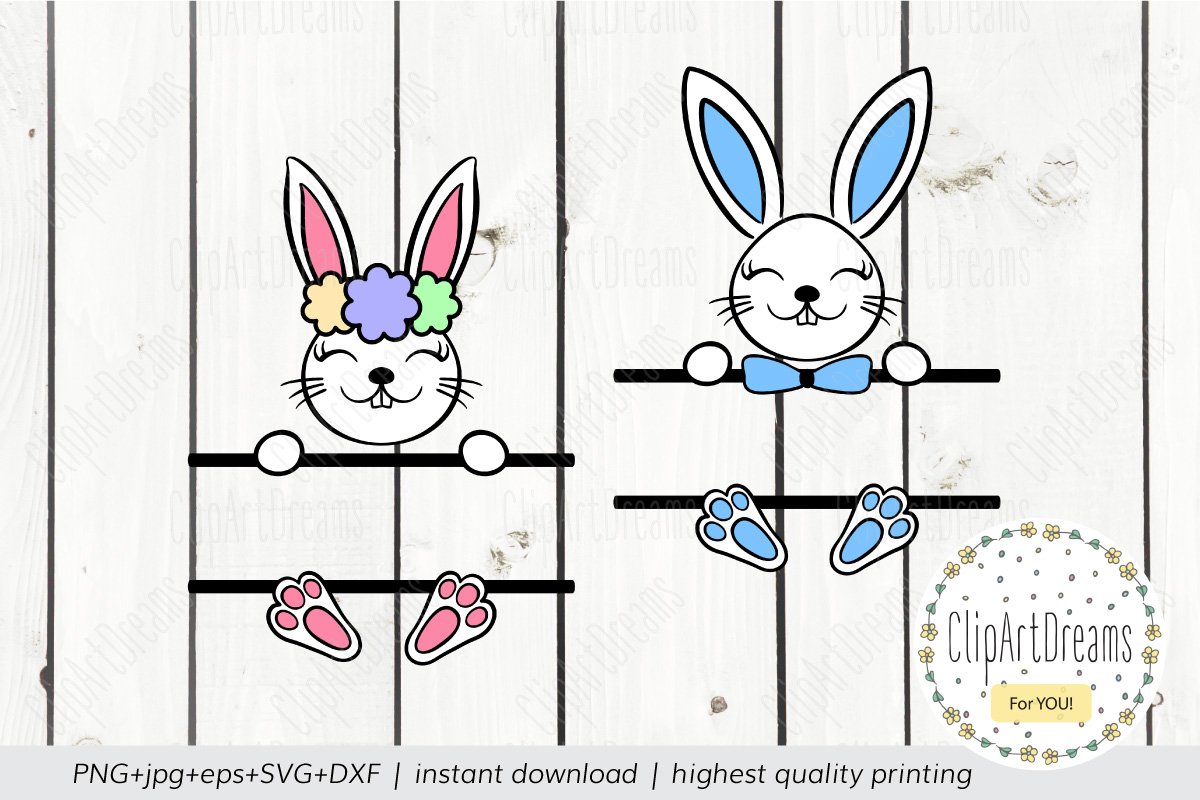 Bunny Split Monogram SVG, Easter Split Monogram SVG (512672) | Cut ...