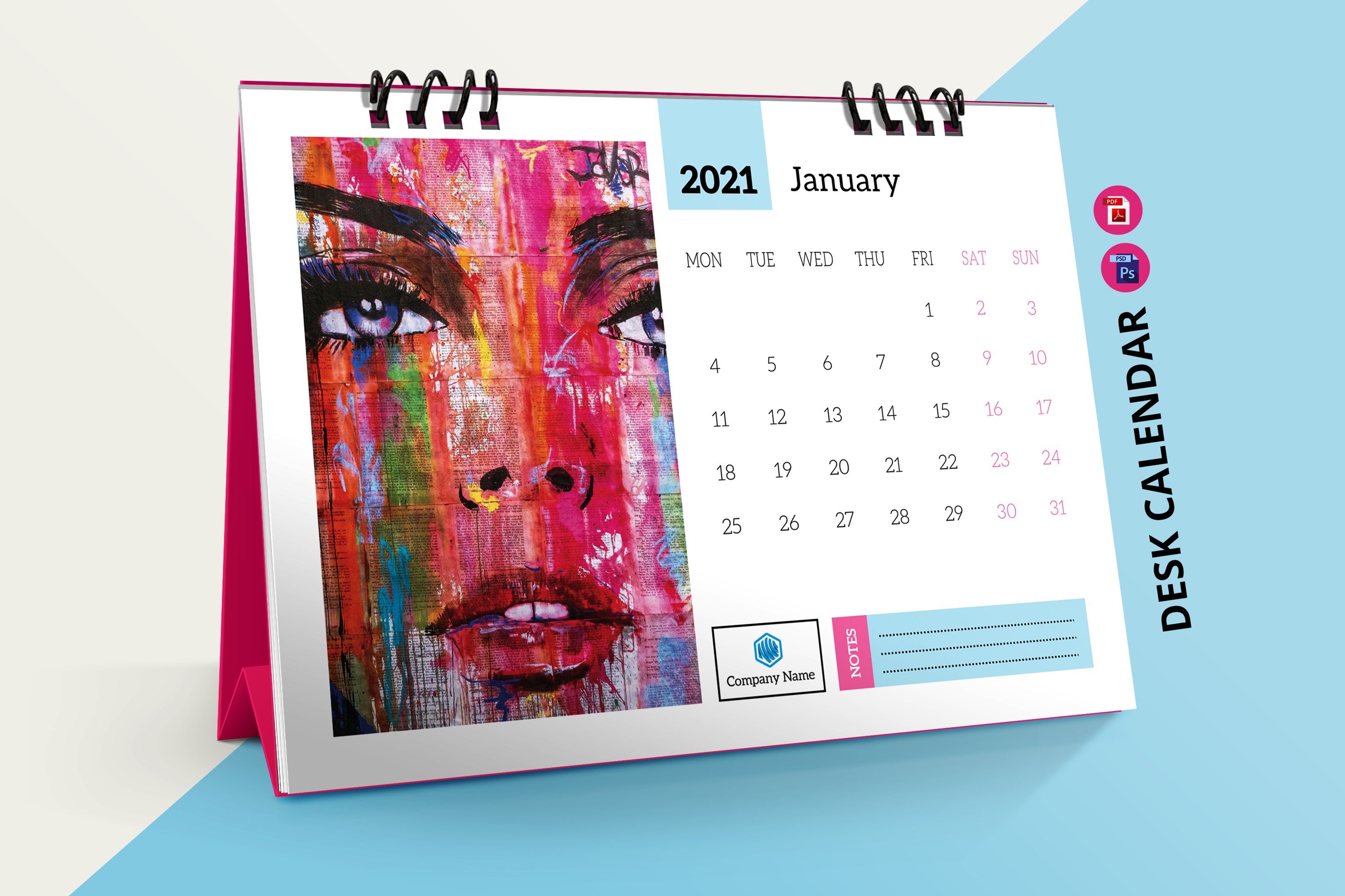 Desk Calendar Template 2021 (995040) Flyers Design Bundles