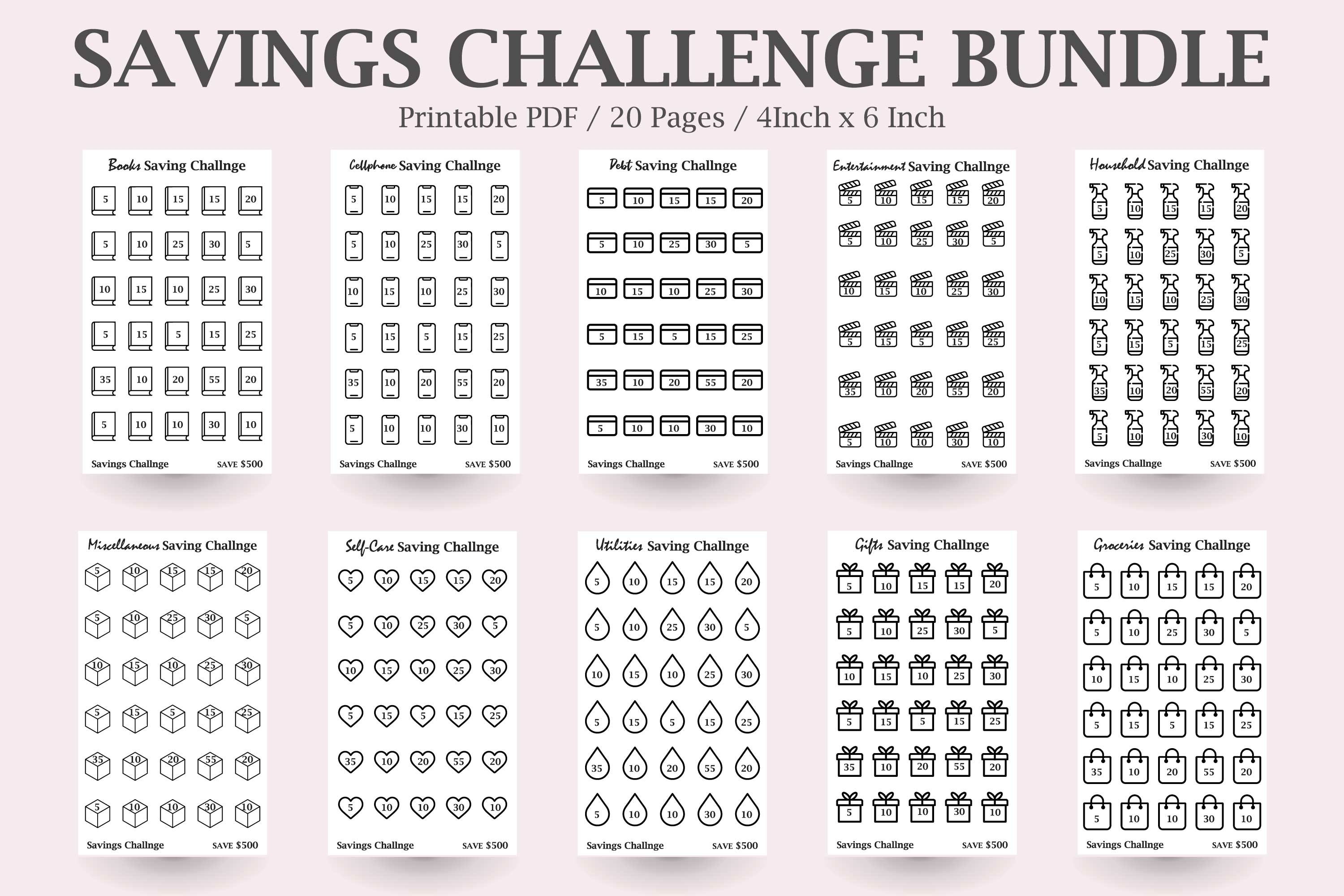 Savings Tracker Bundle,A6 Size Savings Challenge