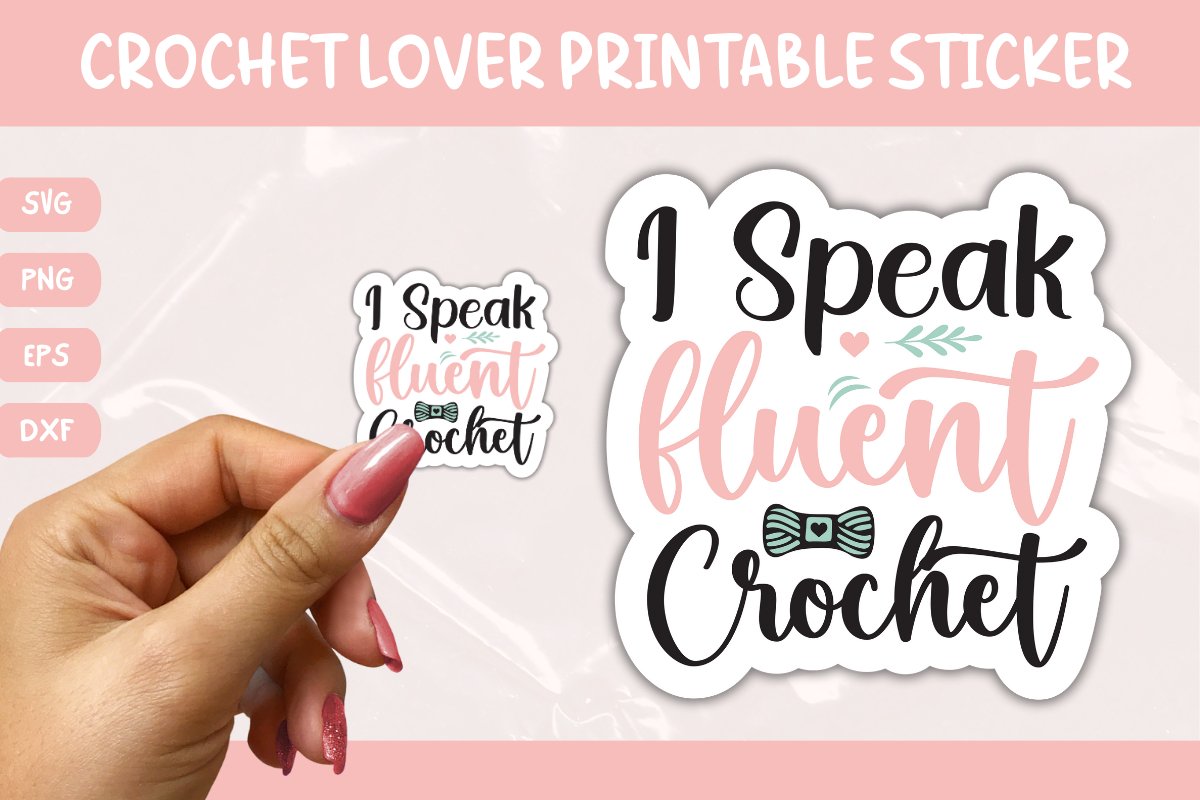 "I Love Crochet Cat Tangled In Yarn" Vinyl Sticker - 5 Inch, Outdoor Rated, Decal For Laptop, Car, Windows - View #10