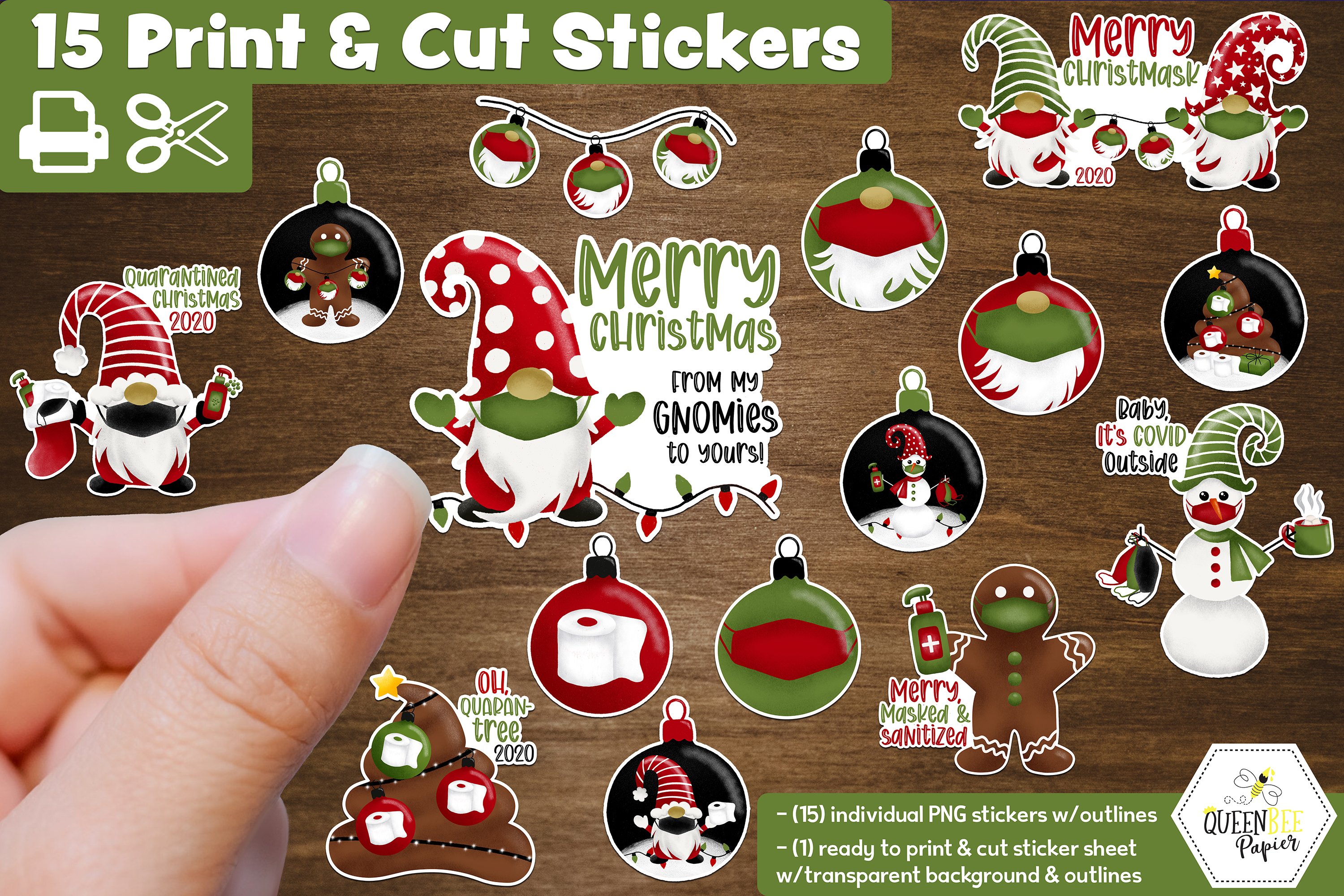 Christmas Stickers, Funny Holiday Stickers, Print &amp; Cut (1038714 ...