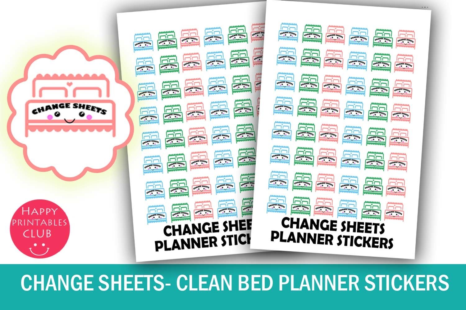 Change Sheets Planner Stickers Bed Sheet StickersCleaning (143512