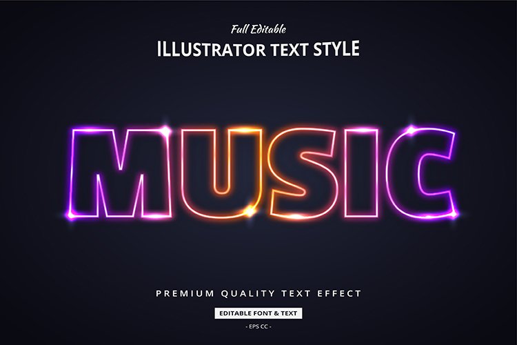 Gradient Neon Glowing Illustrator Text Style Effect