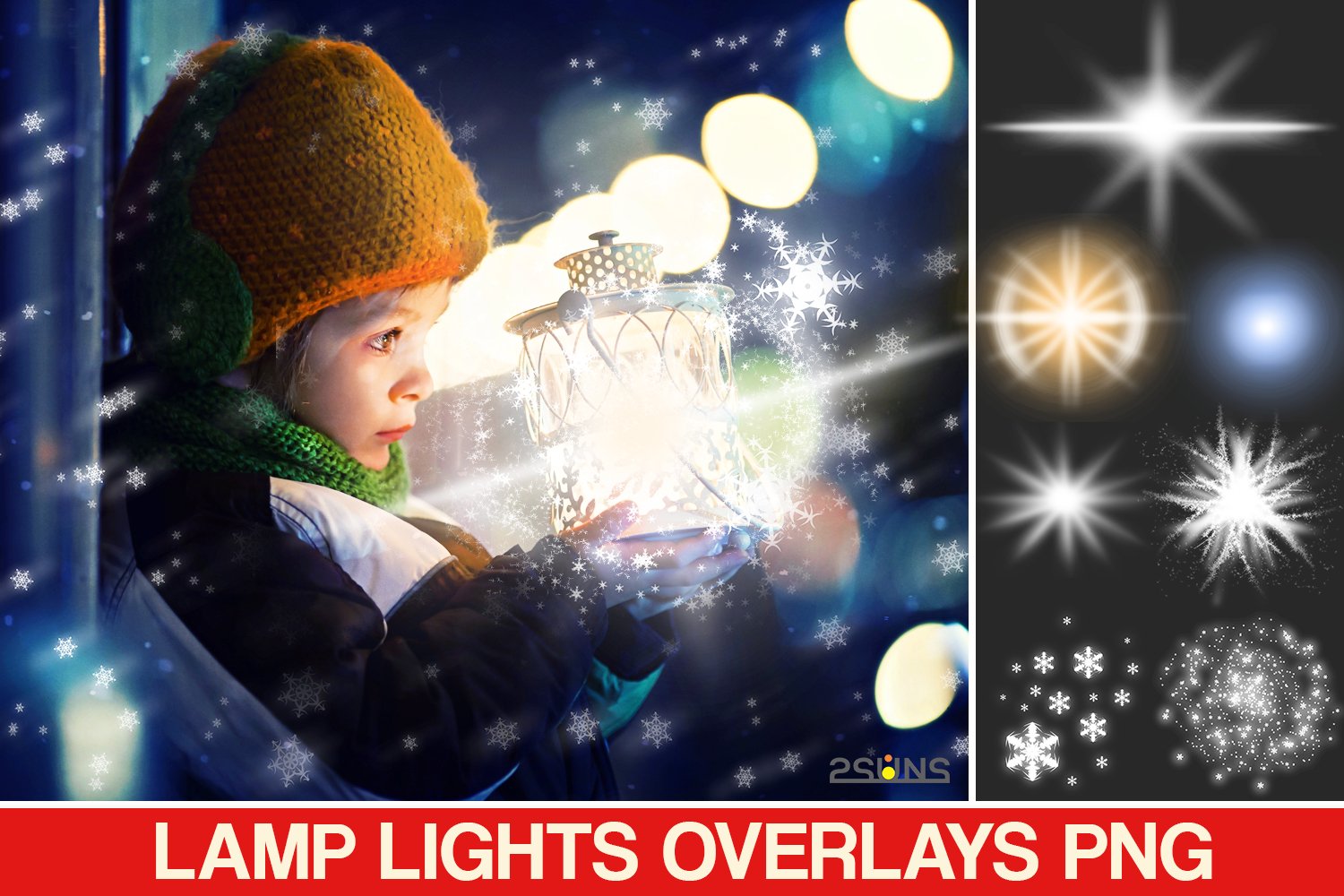 30 Christmas Photo overlays, photoshop overlays, Lamp light example image 1