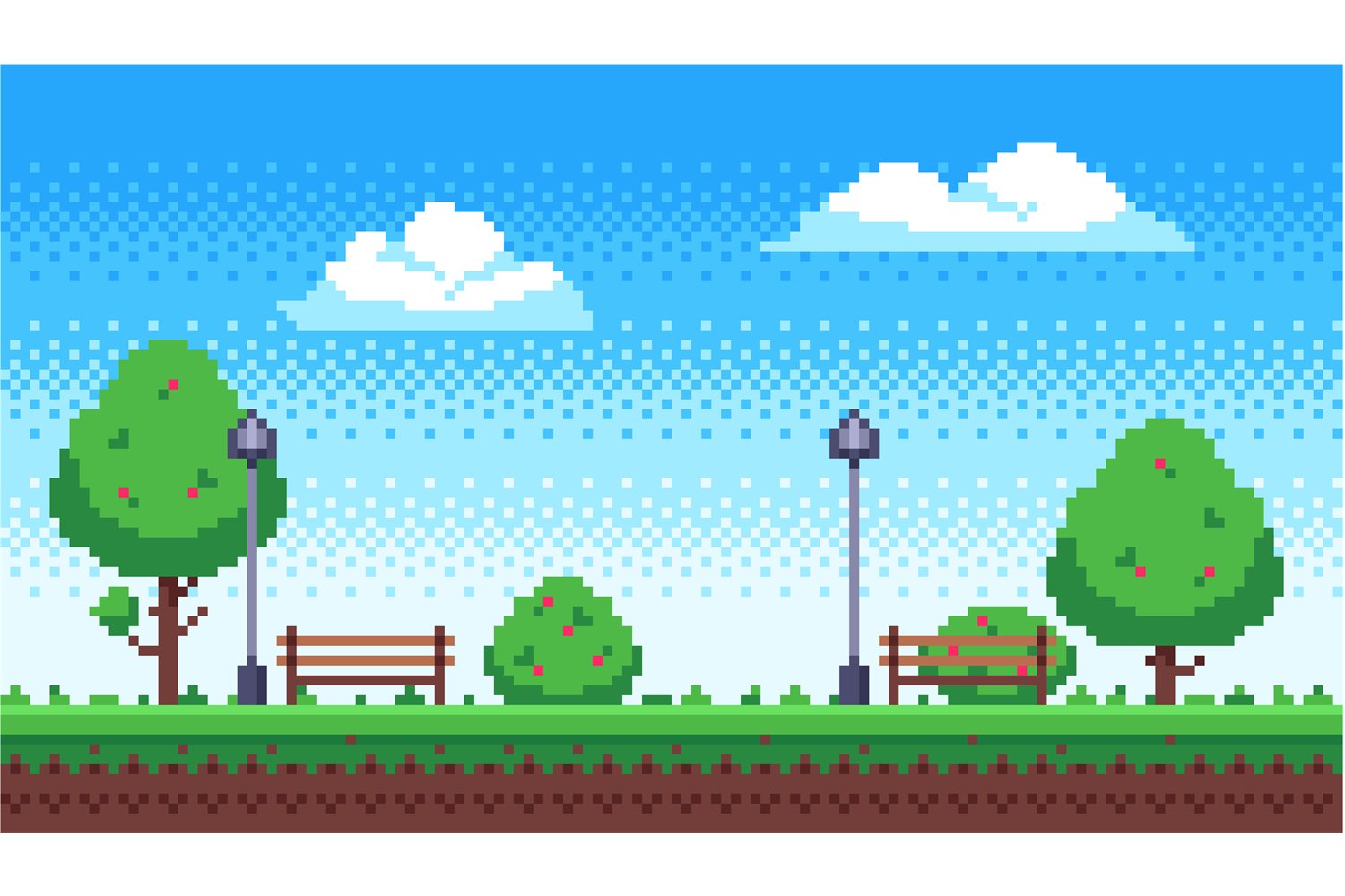 City park pixel art landscape pixel cityscape arcade game