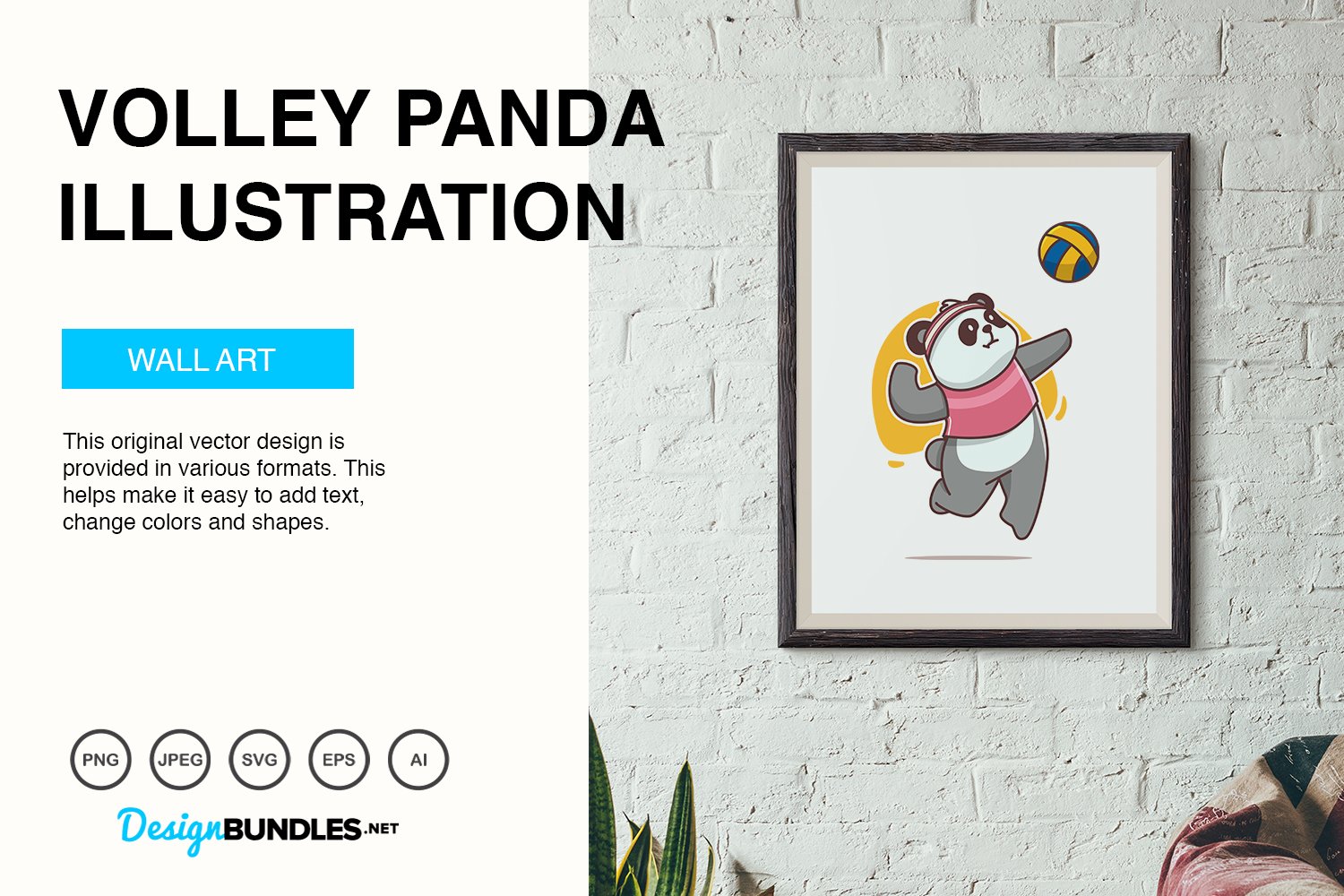 Volley Panda Vector Illustration