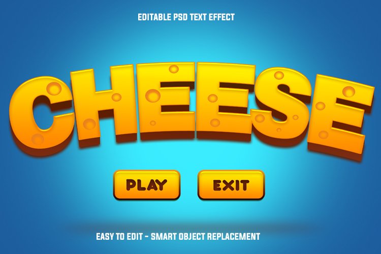 Game cheese title text effect (660195) Products Design Bundles