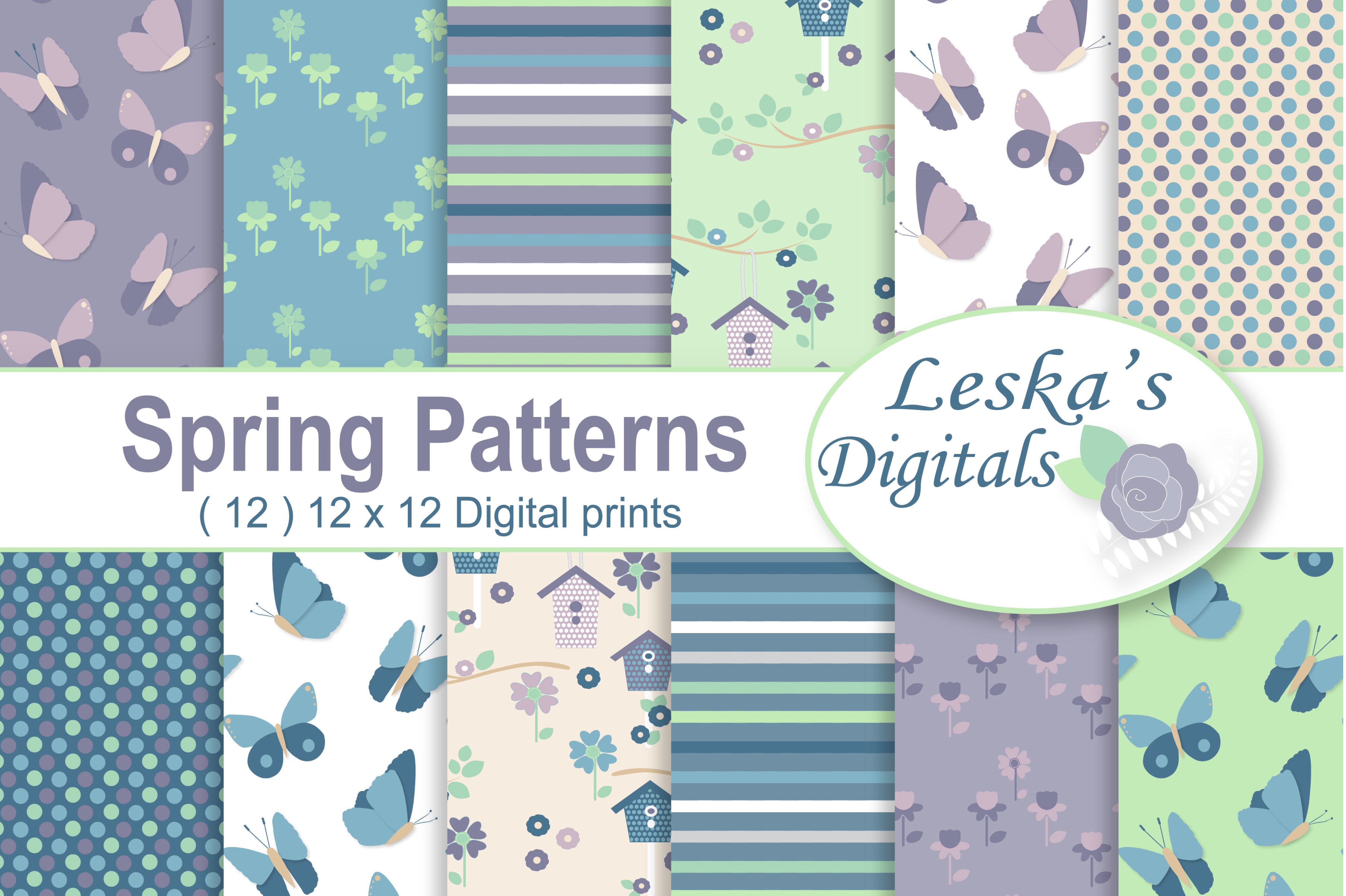 Spring Garden Digital Patterns - Digital Scrapbook Paper (22503 ...