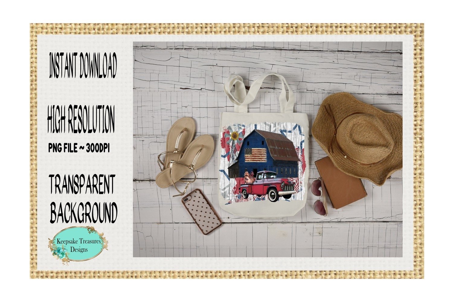 Land of The Free, Country Barn, Sublimation Design (575351