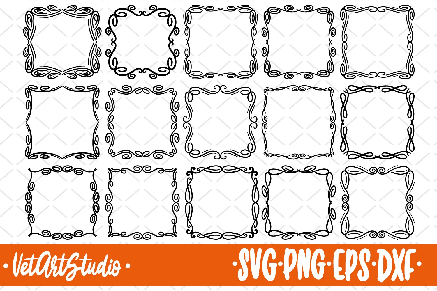 15 Squared decorative frames, squared border (480764)