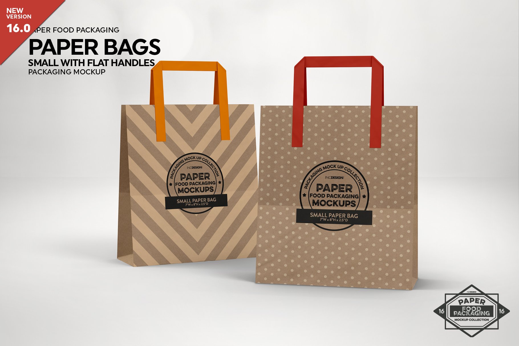 SMALL Paper Bag with Flat Handles Packaging MockUp (284101) Branding