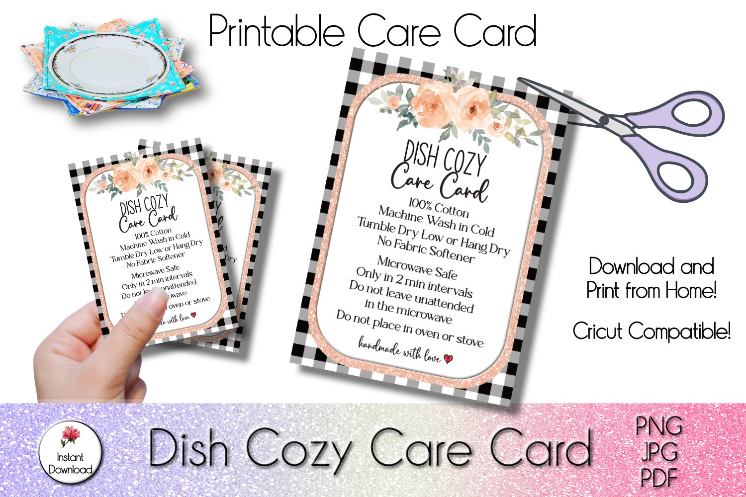 Dish Cozy Care Card, Plate Cozy Wash Instruction dish-cozy-care-card-plate-cozy-wash-instruction