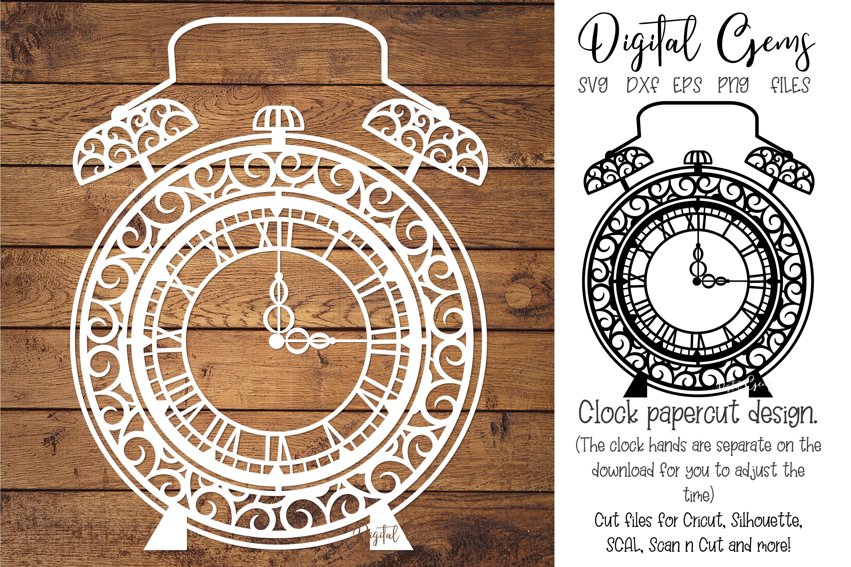 Alarm clock papercut design SVG / EPS / DXF / PNG Files (388796) | SVGs