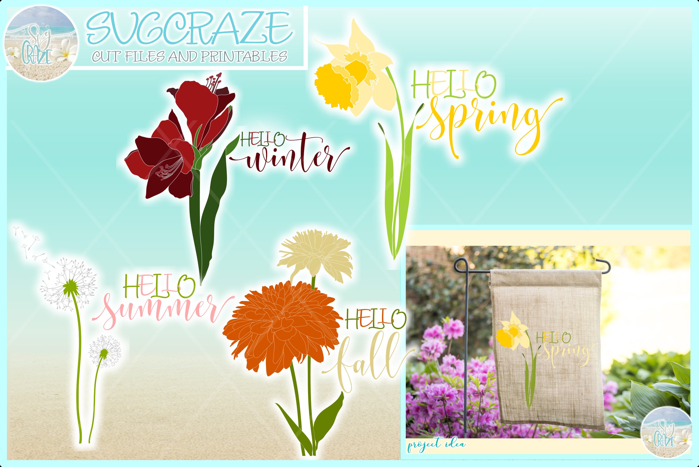 Hello Winter Spring Summer Fall Seasons Svg Dxf Eps Png Pdf (235137