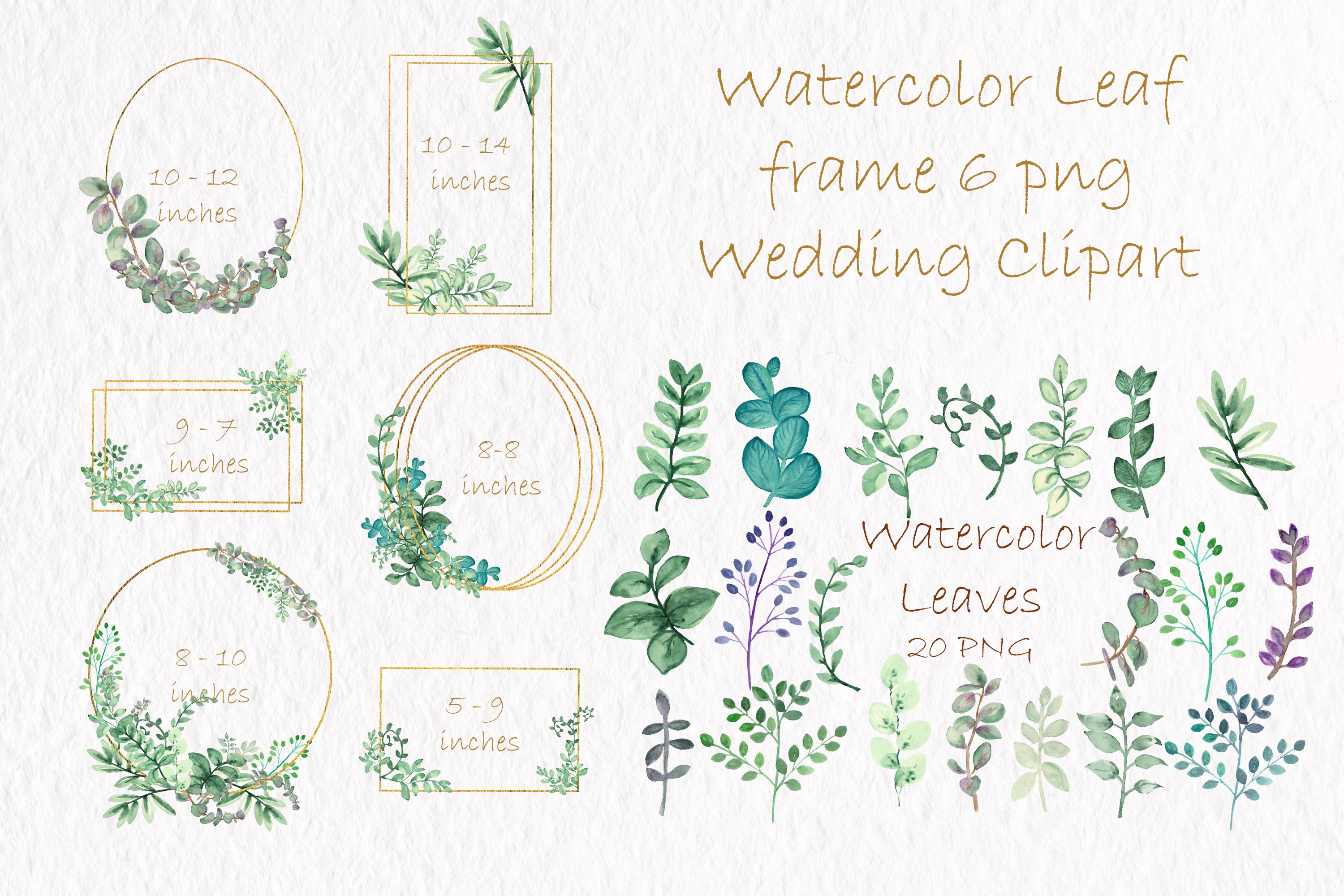 Watercolor Leaves Gold Frames Wedding Invite Card Diy Png Illustrations Design Bundles Watercolor Leaves Gold Frames Wedding Invite Card Diy Png Illustrations Design Bundles