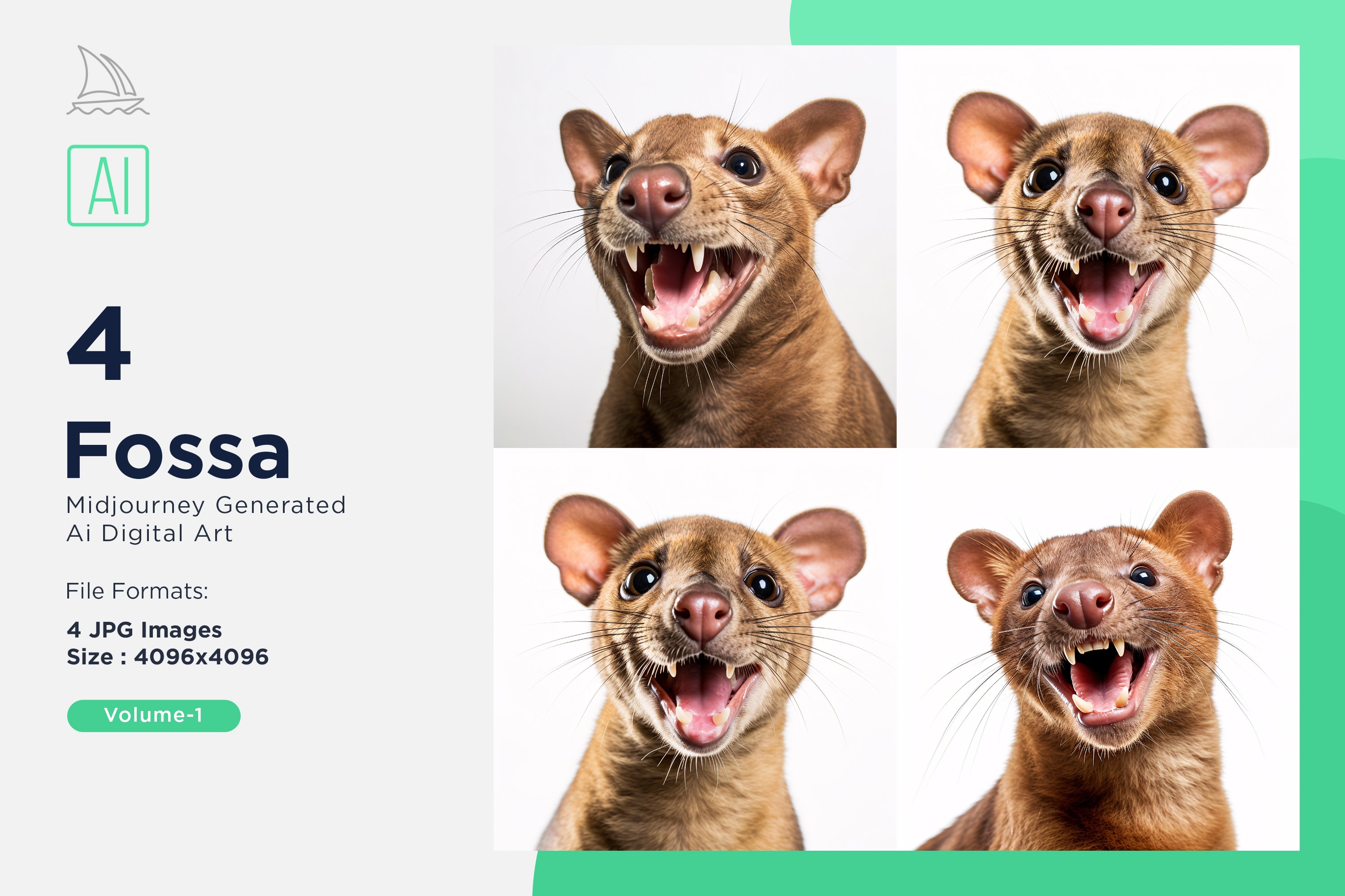 Fossa Funny Animal Head V2 Set Vol - 1, image size:3000x2000