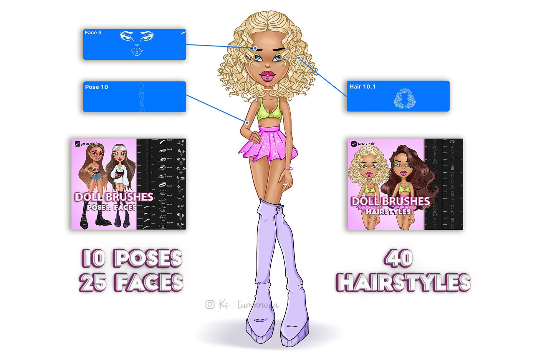 Procreate doll poses brushes