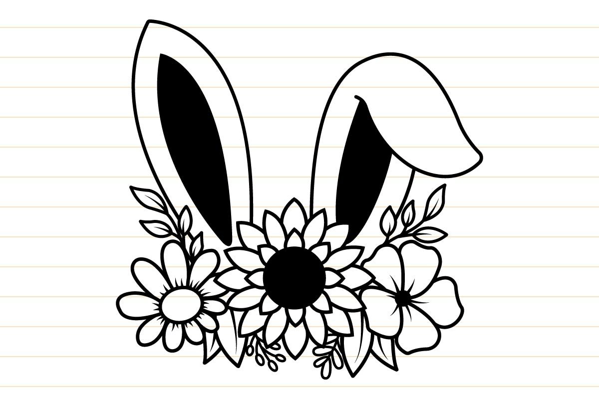 Bunny Ears with Flower Svg Easter Svg Rabbit Svg (2388940)