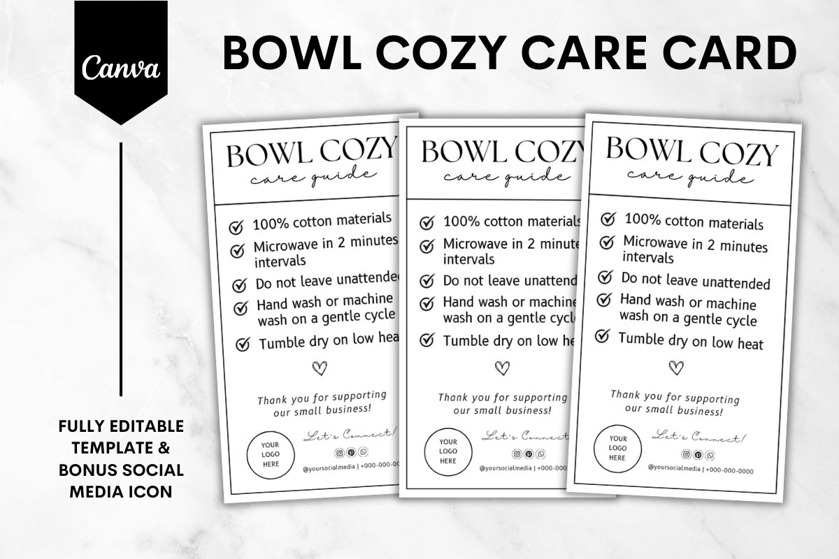 bowl-cozy-care-card-canva-template-minimalist for Free Printable Microwave Bowl Cozy Template Bowl Cozy Care Card Canva Template - Minimalist for Free Printable Microwave Bowl Cozy Template