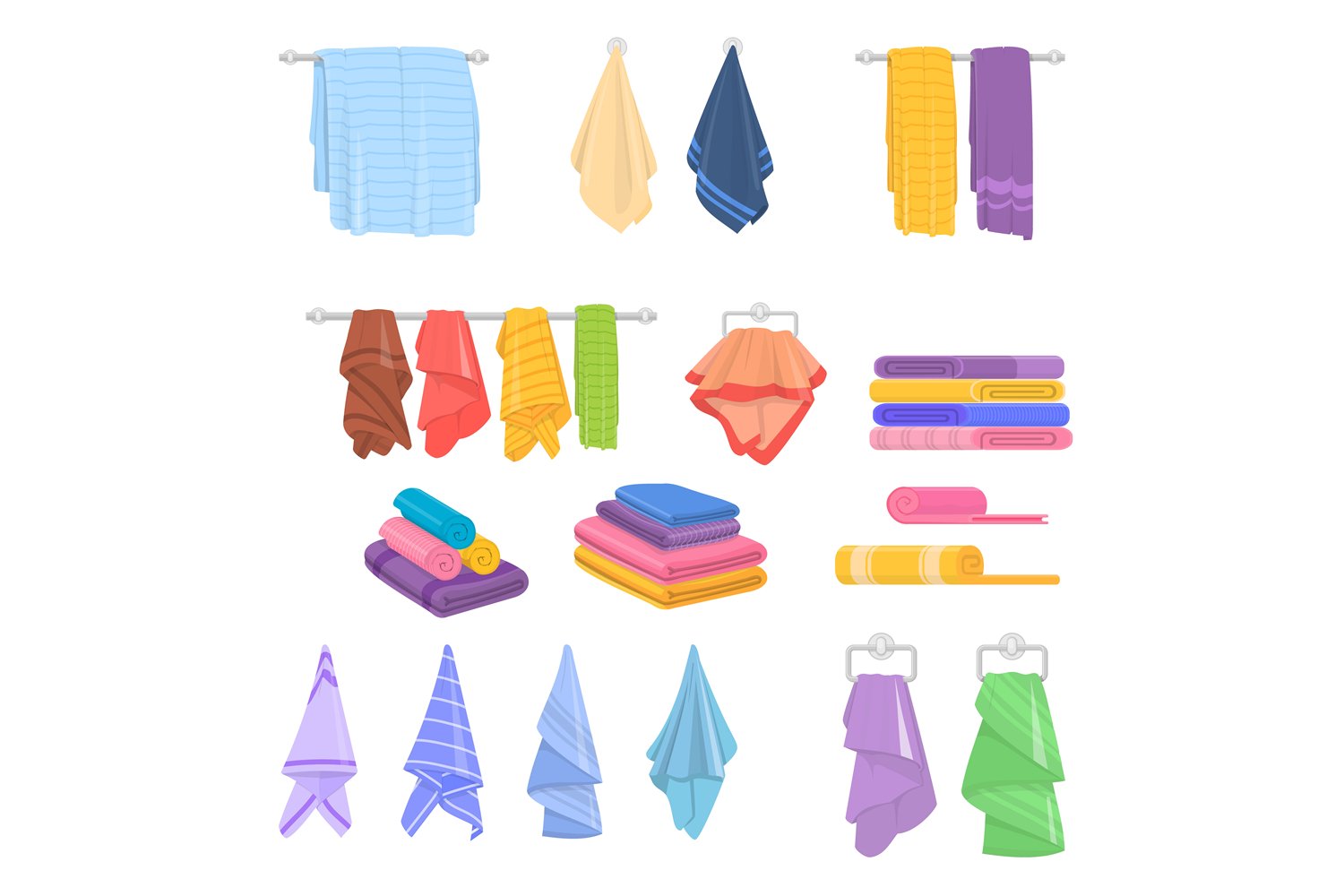 Fabric cartoon bath towels. Isolated towel, bathtub rag icon (1768355 ...