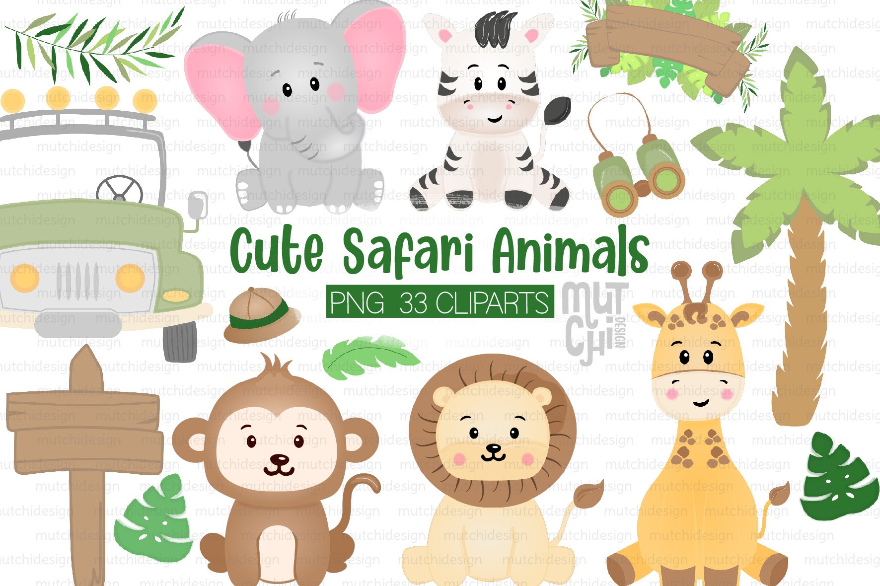 Safari Animals Cliparts (427961) | Illustrations | Design Bundles