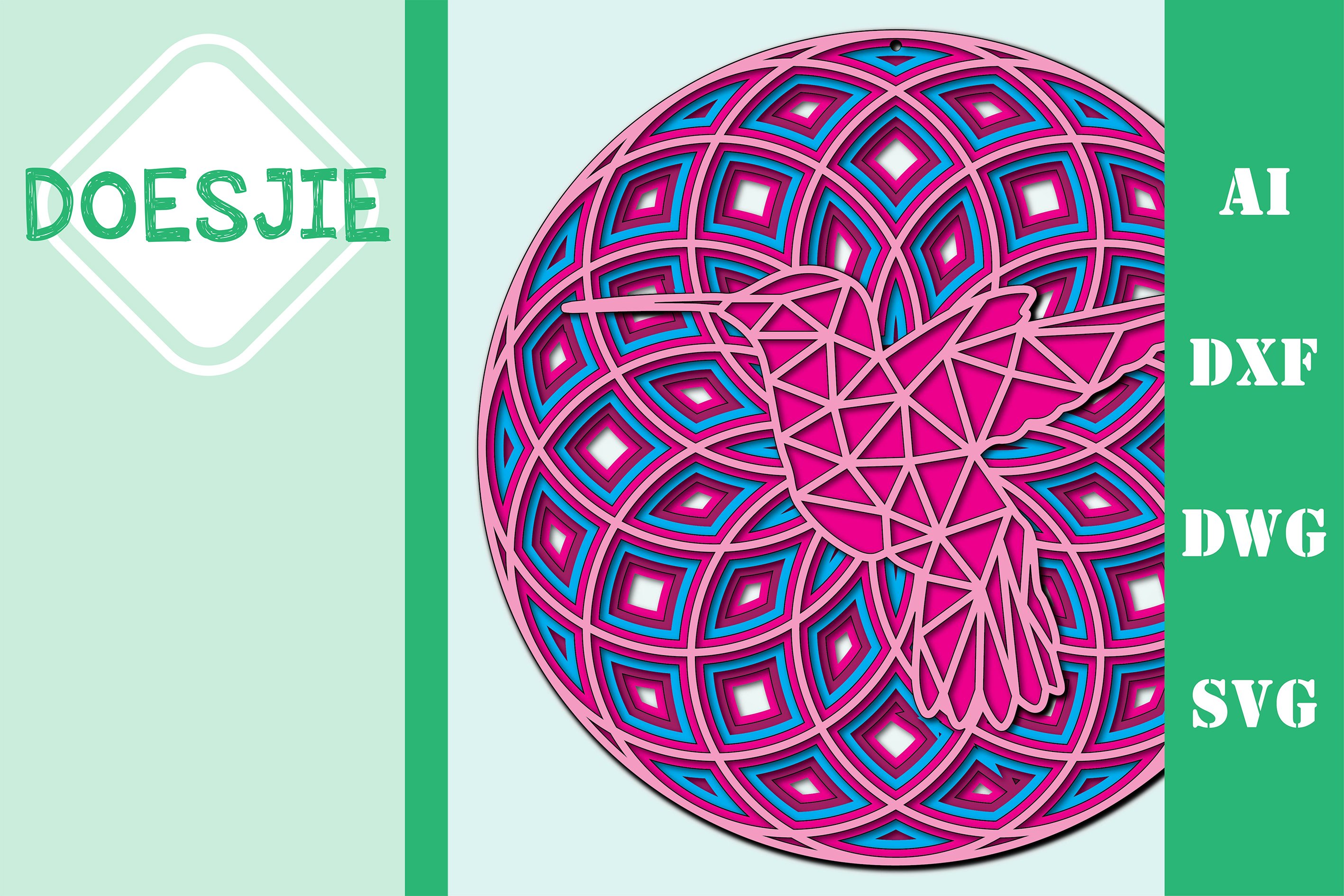 Multi layer mandala hummingbird (539758) | Cut Files | Design Bundles