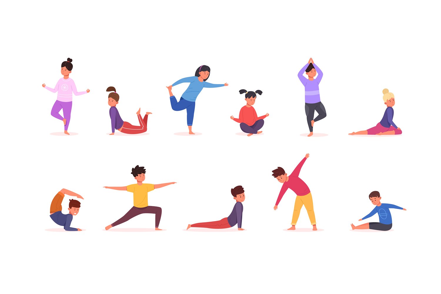 Children Kids yoga posture, child gymnastics pose s