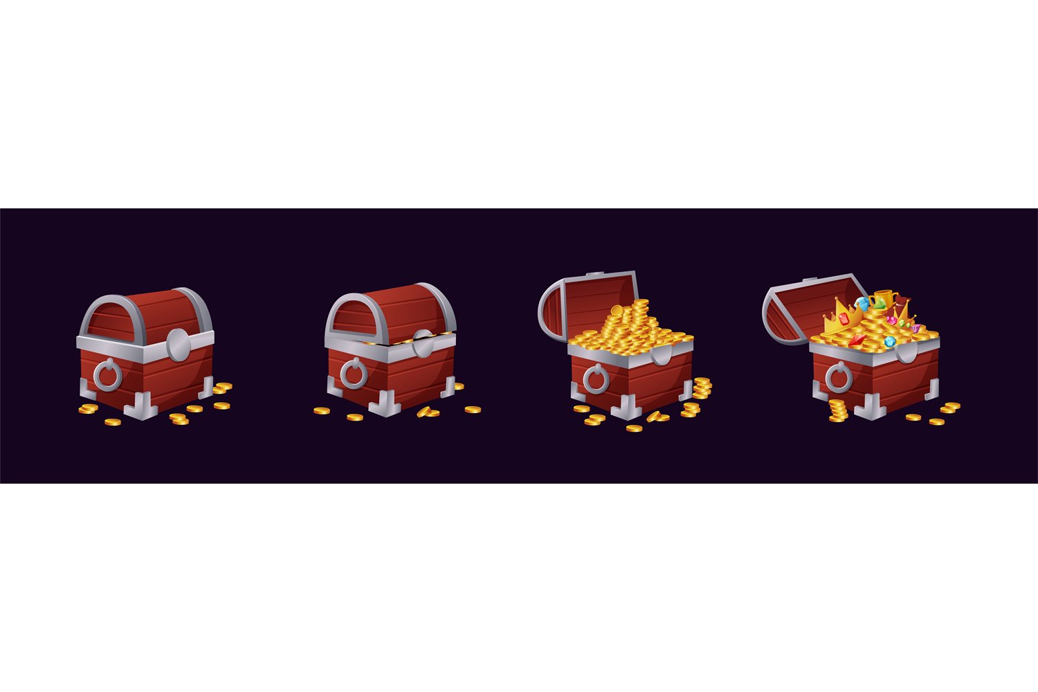 Wood chest. Treasure box. Wooden full trunk. Open or closed (2226510